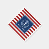 Serviette En Papier Nom du bateau nautique Ancre corde étoiles rayures (Coin)