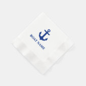 Serviette En Papier Nom du bateau nautique Ancre Dîner blanc (Coin)