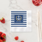 Serviette En Papier Nom du bateau ou Ancre familiale Gold Laurel Strip (En situation)