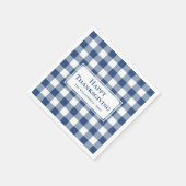 Serviette En Papier Nom du bon thanksgiving En vichy blanc bleu (Coin)
