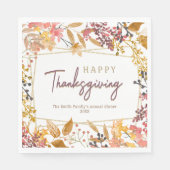 Serviette En Papier Nom du bon thanksgiving floral de la chute d'aquar (Devant)