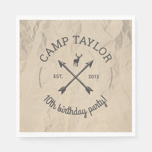 Serviette En Papier Nom du camp Logo fête d'anniversaire (Devant)