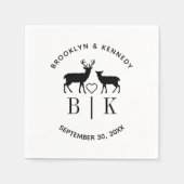Serviette En Papier Nom du couple Cerf Monogramme Mariage rust (Devant)