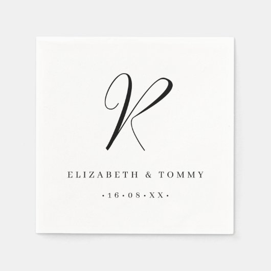 Serviette En Papier Nom du couple Nom Mariage Monogramme (Devant)