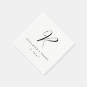 Serviette En Papier Nom du couple Nom Mariage Monogramme (Coin)