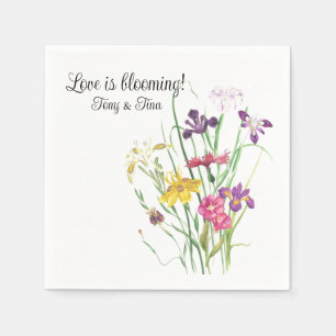 Serviette En Papier Nom du Fleur sauvage de la Fête des mariées floral
