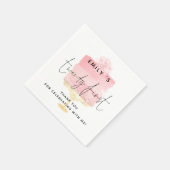 Serviette En Papier Nom du gâteau rose tendance 21e anniversaire Merci (Coin)