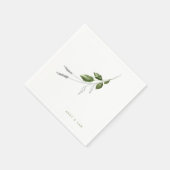 Serviette En Papier Nom du Mariage de feuillage botanique simple Cockt (Coin)