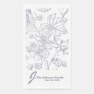 Serviette En Papier Nom du monogramme de famille personnalisé Élégant 