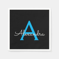 Nom du monogramme de la fille en noir bleu