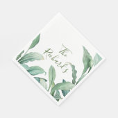 Serviette En Papier Nom du monogramme des Feuilles tropicaux verts (Coin)