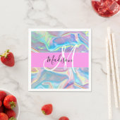 Serviette En Papier Nom du monogramme d'iridescendance rose-fille (En situation)