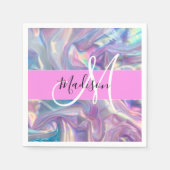 Serviette En Papier Nom du monogramme d'iridescendance rose-fille (Devant)