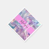 Serviette En Papier Nom du monogramme d'iridescendance rose-fille (Coin)