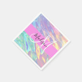 Serviette En Papier Nom du monogramme d'iridescendance rose-fille (Coin)