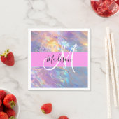 Serviette En Papier Nom du monogramme d'iridescendance rose-fille (En situation)