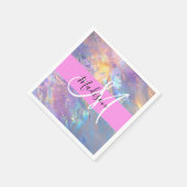 Serviette En Papier Nom du monogramme d'iridescendance rose-fille (Coin)