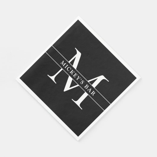 Serviette En Papier Nom du monogramme personnalisé (Coin)