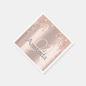 Serviette En Papier Nom du monogramme Rose Parties scintillant Drips S (Coin)