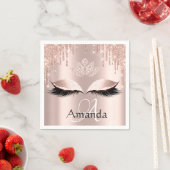Serviette En Papier Nom du monogramme Rose Parties scintillant Drives  (En situation)