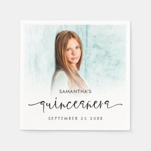 Serviette En Papier Nom du superposition de la photo Date Script Quinc