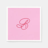 Serviette En Papier Nom élégant en écriture script monogramme rose et (Devant)