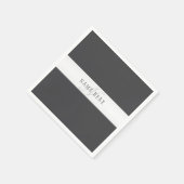 Serviette En Papier Nom élégant & monogramme | Gris foncé & clair (Coin)