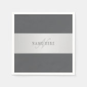 Serviette En Papier Nom élégant & Monogramme Lettrage (ou autre texte) (Devant)
