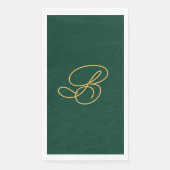 Serviette En Papier Nom élégant vert et or en écriture script monogram (Devant)