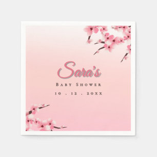 Serviette En Papier Nom et date personnalisés Baby shower de fleurs de