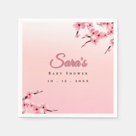 Serviette En Papier Nom et date personnalisés Baby shower de fleurs de (Devant)