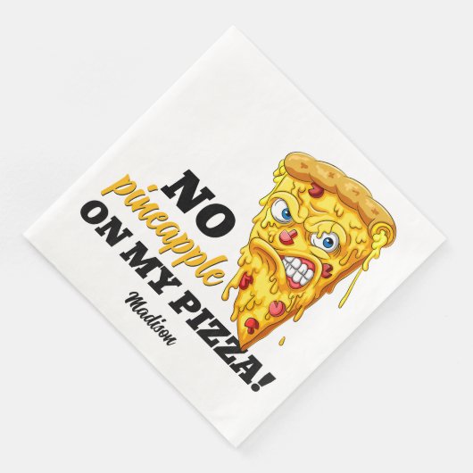 Serviette En Papier Nom et ingrédient personnalisés Pizza en colère (Coin)