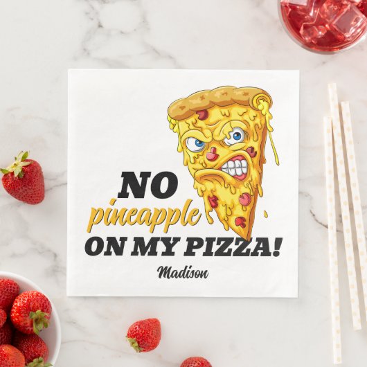 Serviette En Papier Nom et ingrédient personnalisés Pizza en colère (En situation)
