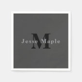 Serviette En Papier Nom et monogramme | Dark Gray (Devant)