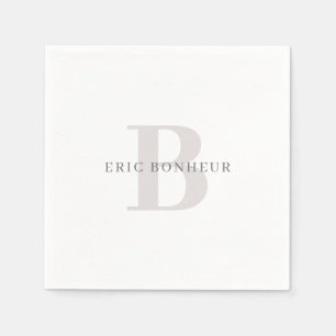 Serviette En Papier Nom et monogramme modernes élégants