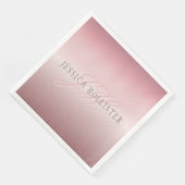 Serviette En Papier Nom et monogramme | Soft FAUX Rose Gold Blush (Coin)