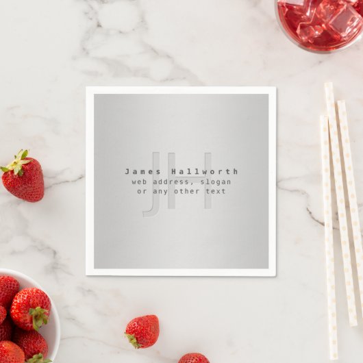Serviette En Papier Nom et Slogan modifiable moderne | Gradient gris (En situation)
