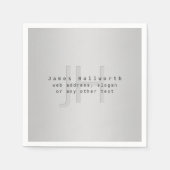 Serviette En Papier Nom et Slogan modifiable moderne | Gradient gris (Devant)