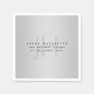 Serviette En Papier Nom et Slogan modifiable moderne   Gradient gris
