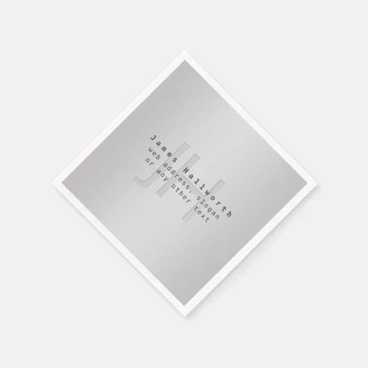 Serviette En Papier Nom et Slogan modifiable moderne | Gradient gris (Coin)