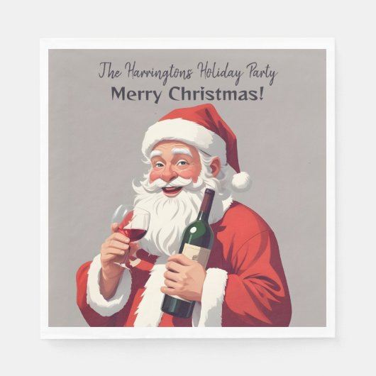 Serviette En Papier Nom et texte personnalisés Drôle Drunk Père Noël (Devant)