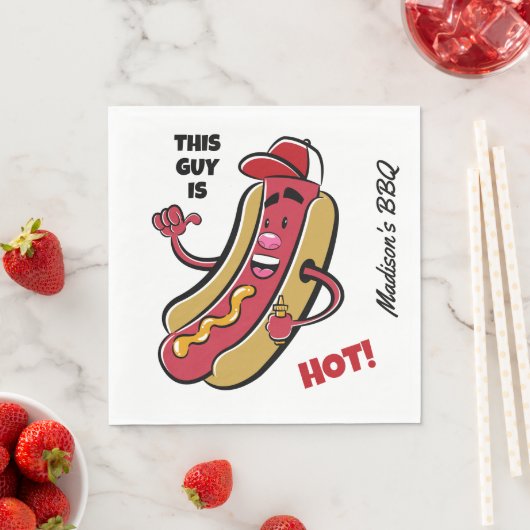 Serviette En Papier Nom et texte personnalisés Hot Dog (En situation)