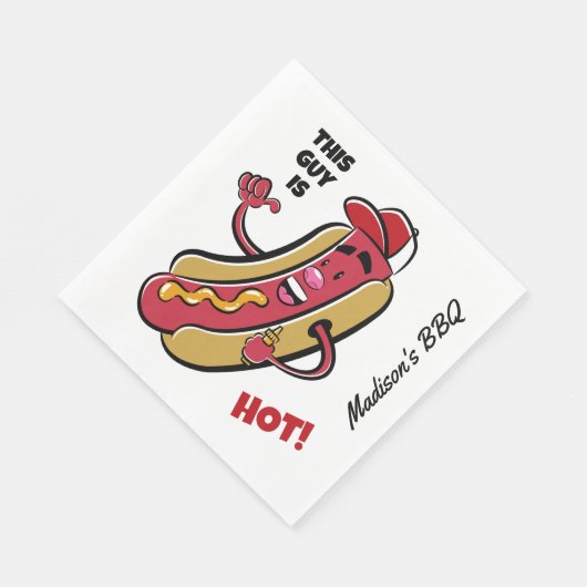 Serviette En Papier Nom et texte personnalisés Hot Dog (Coin)