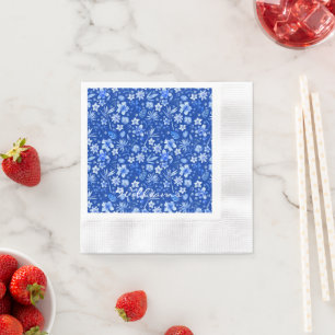 Serviette En Papier Nom Fleurs tropicales Cobalt Blue Coin Cocktail