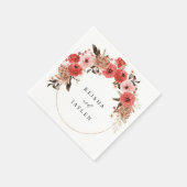 Serviette En Papier Nom floral rose et rose rouge (Coin)