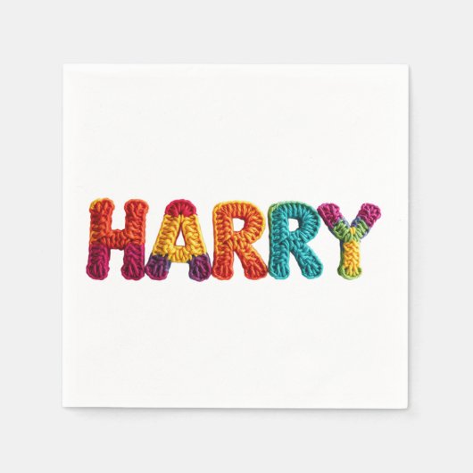 Serviette En Papier Nom HARRY dans le Motif Crochet animé (Devant)