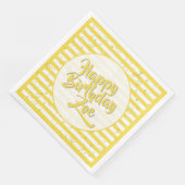 Serviette En Papier Nom Joyeux Anniversaire Jaune Stripes Motif (Coin)