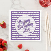 Serviette En Papier Nom Joyeux Anniversaire Purple Simple Stripes Moti (En situation)