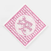 Serviette En Papier Nom Joyeux Anniversaire rose simple rayures Motif (Coin)