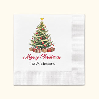 Serviette En Papier Nom, Joyeux Noël Papier Cocktail Rouge et Vert